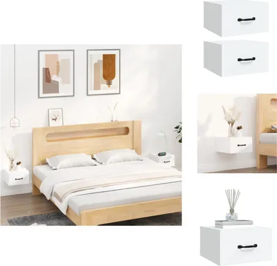 Image de vidaXL Tables de chevet murales 2 pcs. Blanc 35x35x20 cm - Tables de chevet