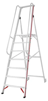 Produktbild von Hymer Plattformleiter mit Kipprollen und langem Handlauf, 9 Stufen