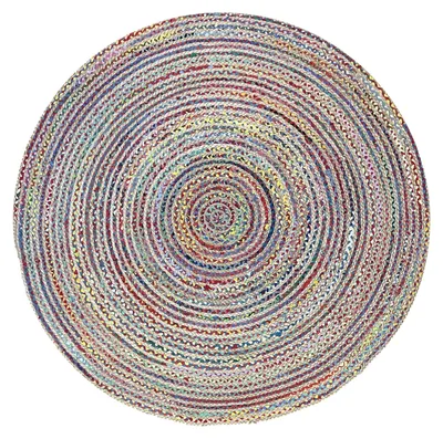 Produktbild von MY-RUG Teppich Boho Circles , aus Jute & Baumwolle 150x150 cm,bunt, handgewebt, Natürliches Material, Boho-Stil, wendbar