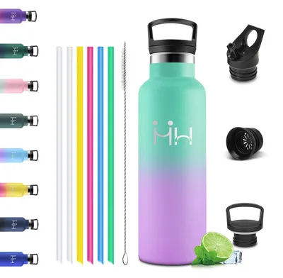 Produktbild von Trinkflasche 750 ml Edelstahl BPA-frei, auslaufsicher, mit Strohhalm