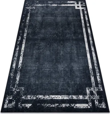 Immagine prodotto di Tappeto lavabile ANDRE 1486 Telaio vintage antiscivolo - nero / bianco nero 80x150 cm