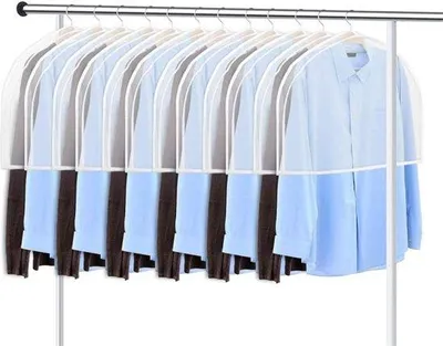 Image de Unyqoos® : Lot de 12 housses de protection transparentes pour vêtements, dimensions 60 x 46 cm – Sacs de protection courts, anti-poussière, anti-mites et imperméables, respirants, pour protéger costumes, manteaux, chemises et jupes