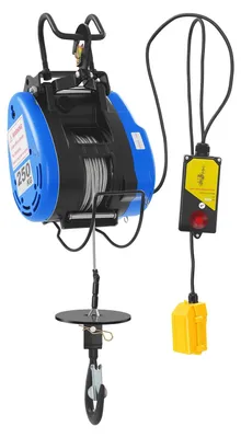 Produktbild von Elektrischer Seilzug & Seilwinde - 1500W 220V - 250 kg Tragkraft - 30 m Stahlseil - 19 m/min Hubgeschwindigkeit - Funkfernbedienung 100 m & Kabelsteuerung - Blau