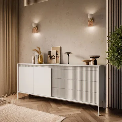 Produktbild von Zweitürige Kommode YASUMI 187 2D3S Beige mit Schubladen