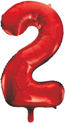 Image de Ballon en aluminium chiffre 2 rouge