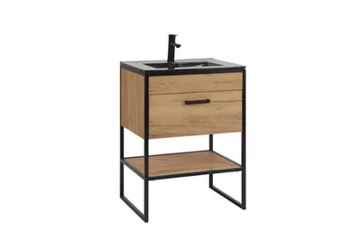 Zdjęcie produktu dla Szafka Łazienkowa Loft 60 Cm Pod Umywalkę Dąb Złoty 1 Szuflada