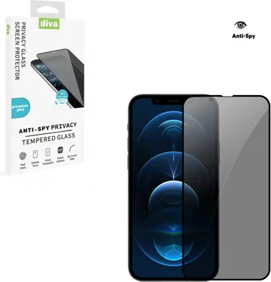 Produktbild von Diva Premium Plus "Privacy" Displayschutz 3D Panzerglas -Anti-Spy- Apple iPhone 12 mini, schwarz