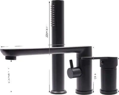 Obrázek produktu pro Koupelnová baterie, moderní design, dvojitý vývod vody, černá barva