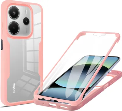 Image de Etui pour Xiaomi Redmi Note 14 5G, protection complète à 360° avec protecteur d'écran intégré Rose