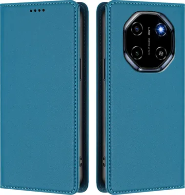 Image de Étui en cuir pour Blackview Shark 6 / Oscal Tiger 8, étui à rabat magnétique en cuirPolyuréthaneavec support, bleu lac