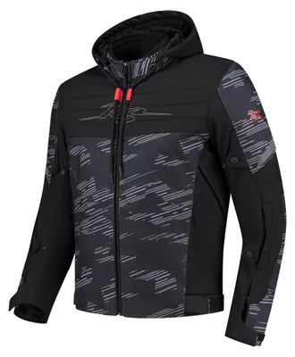Productafbeelding van Rusty Stitches Liam, waterdichte motorfietstextiljas, zwart/grijs/rood, maat L