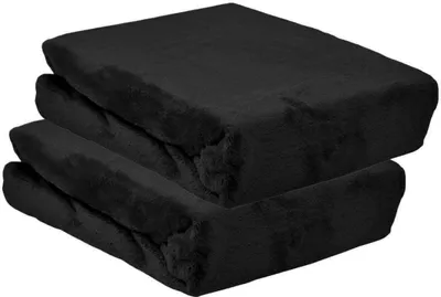 Produktbild von Spannbettlaken Winter Teddy Plüsch Samt Cashmere Fleece 90x200cm - 100x200cm: 2tlg. / Schwarz