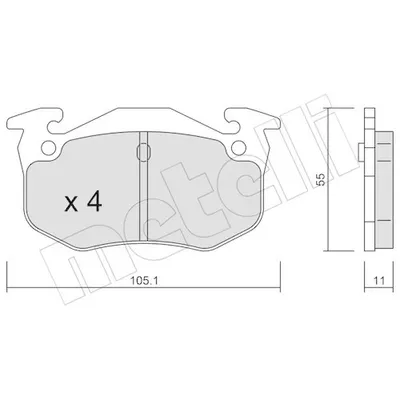 Produktbild von METELLI Bremsbeläge Satz Hinten Bremsklötze für RENAULT CLIO II (BB0/1/2, CB0/1/2) 22-0038-2
