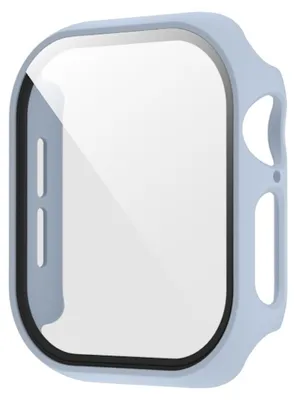 Image de Étui en plastique PC pour Apple Watch Series 11 / 10 46 mm + verre de protection, bleu clair