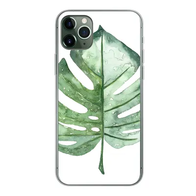 Produktbild von MuchoWow® Handyhülle Schutzhülle Hülle für iPhone 11 Pro Max Aquarell - Monstera - Blatt Silikon Softcase Handy Hülle - Schutz