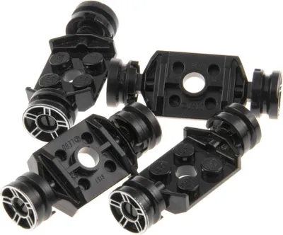 Produktbild von 4x Lego Rad Achse 2x2 Felge 11mm D. schwarz 5 Speichen 39767 6157 50944pb01