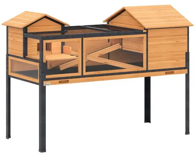 Imagen del producto de Casa para tortugas, de 2 plantas con rampas. Color: Amarillo. Dimensiones: 128 x 63 x 96 cm