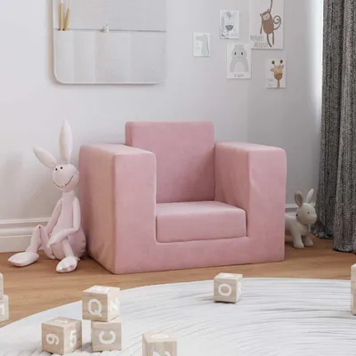 Zdjęcie produktu dla vidaXL Sofa rozkładana dla dzieci różowa Miękki plusz