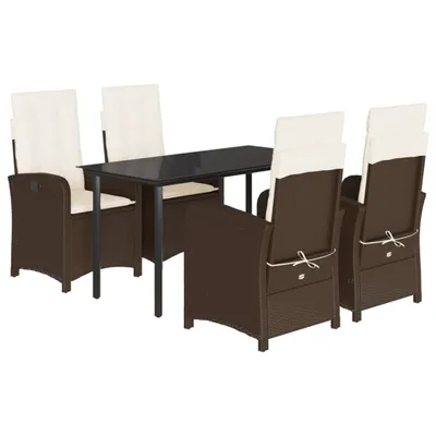 Produktbild von vidaXL 5-tlg. Garten-Essgruppe mit Kissen Braun Poly Rattan