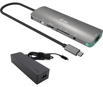 Produktbild von i-tec USB-C Metal Nano Docking Station 4K HDMI LAN with Power Delivery 100W + Universal Charger 100W, Kabelgebunden, USB 3.2 Gen 1 (3.1 Gen 1) Type-C, 100 W, 100,1000 Mbit/s, Grau, MicroSD (TransFlash), SD