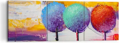 Produktbild von Bild auf Leinwand - Leinwandbild - Bäume Wiese Sommer - 120x40cm - Wand Bild - Wanddeko - Leinwanddruck - Bilder - Kunstdruck - Wanddekoration - Leinwand bilder - Wandkunst - CA120x40-4110