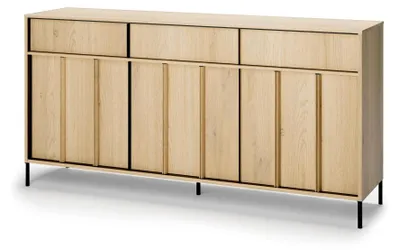 Produktbild von Sideboard ITAMI IT-04 mit Beleuchtung, 3 Türen & 3 Schubladen, 165x83x40 cm, Eiche Cremona / Schwarz