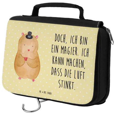 Produktbild von Mr. & Mrs. Panda Kosmetiktasche Hamster Hut - Gelb Pastell - Geschenk, beauty case, Magier, Kulturbeutel, kosmetiktäschchen, Zwerghamster, Zauberer, Lustige Sprüche