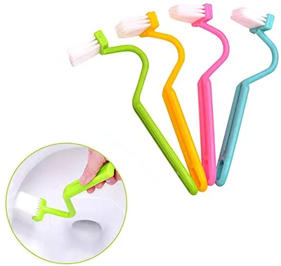 Produktbild von 4PCS WC-Kantenbürste, WC-Randbürste, Bogenbürste, gebogen, Durchgangsbürste, Badezimmer-Reinigungsmittel, Zufällige Farbe