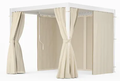 Produktbild von Blumfeldt Pergola 3x3 m - Lamellendach Verstellbar, Inkl. Vorhänge & Moskitonetze, UV-Schutz, Aluminium-Rahmen, Rostfrei, Ganzjährig Nutzbar, Weiß