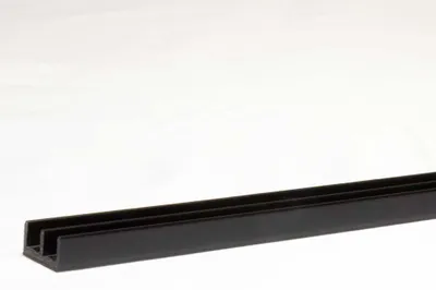 Produktbild von Glasführungsprofil schwarz 100 cm unten - für 4 mm Scheiben
