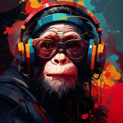 Produktbild von Wallario Magnet für Kühlschrank / Geschirrspüler, magnetisch haftende Folie - 60 x 60 cm, Motiv: Chimp - Musik