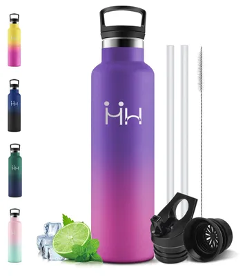 Produktbild von Motswedi Trinkflasche Edelstahl 1l, mit Strohhalm, Thermosflasche, Thermo Trinkf