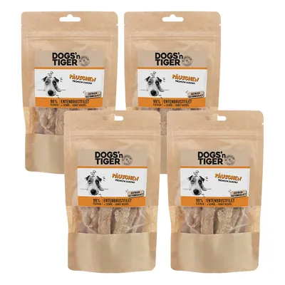 Produktbild von Dogs’n Tiger Adult Hunde Snacks Päuschen, Leckerlies, 99% Gefriergetrocknetes Entenbrustfilet, 4x80g
