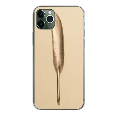 Produktbild von MuchoWow® Handyhülle Schutzhülle Hülle für iPhone 11 Pro Max Gold bemalte Feder auf einem goldenen Hintergrund Silikon Softcase Handy Hülle - Schutz