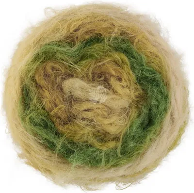 A ball of yarn with a gradient of colors.