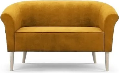 Zdjęcie produktu dla BETTSO Elegancka dwuosobowa sofa tapicerowana w stylu skandynawskim na wysokich bukowych nogach PERO 2 Żółta Miodowa