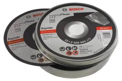 Image de Boite de 10 disques à tronçonner Rapido Ø 125 mm spécial inox BOSCH 2608603255
