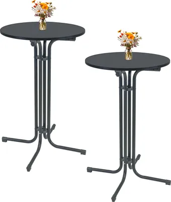 Produktbild von 2x Stehtisch klappbar Ø 70 cm Höhe 110 cm Stahl Gastrotisch Partytisch Bistrotisch in Anthrazit