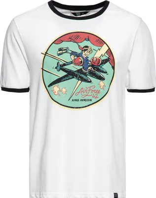 Produktbild von KING KEROSIN Contrast T-Shirt Mit Coolen Prints Im 70S Style Airforce 42 Weiß S
