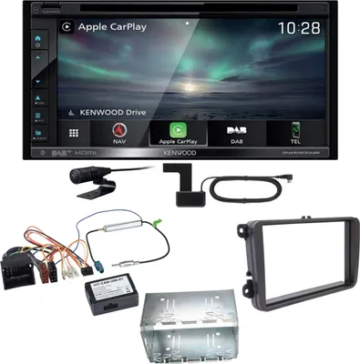 Produktbild von Kenwood DNX-5190DABS Navi Bluetooth CarPlay USB Einbauset für T6 Sharan 2 Beetle
