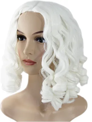Produktbild von lange lockige weiß/blonde Prinzessin Perücke für Damen
