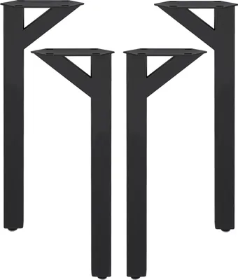 Image de Lot de 4 pieds de table en Y - Pieds de meuble - Métal - Dimensions 21,9 × 8 × 72 cm - Pour table/bricolage - Noir