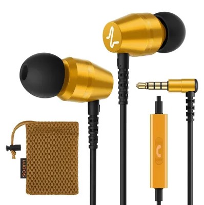Produktbild von OMNITONE Kopfhörer In Ear Kopfhörer mit Kabel und Mikrofon In Ear Ohrhörer Klinkenstecker Earbuds Satte Bässe Earphones Headphones Gold