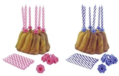 Produktbild von TIB Heyne Geburtstagskerzen, rosa, L:7,5cm (große Kerzen), 12 St. und Halter auf SB-Blister