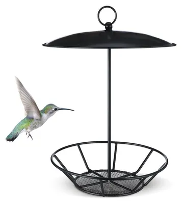 Produktbild von Wildvogel Futterstation Metall Futtersäule mit Haken für Garten Balkon Terrasse wetterfest Vogelfutterspender zylinder