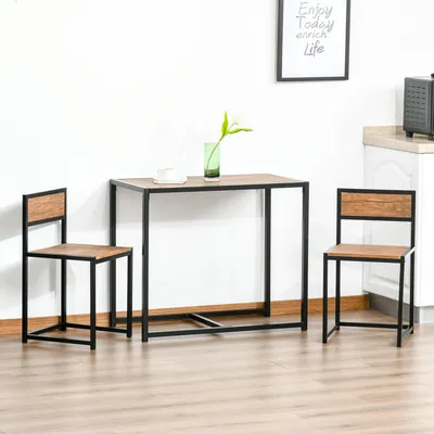 Produktbild von Bartisch-Set 3-teilig Industrial, Hochtisch mit 2 Stühlen, MDF & Metall, Naturholz | 90 x 47 x 76 cm | Tisch 60 kg, Stuhl 120 kg | verzinkter Stahl