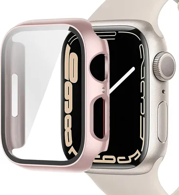 Produktbild von Hülle für Apple Watch Series 7 Schutzhülle Case  45mm Display Schutzglas 9H Rosegold
