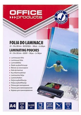 Image de PRODUITS DE BUREAU Film de plastification, A4, 2 x 100 microns, brillant, 100 feuilles, transparent