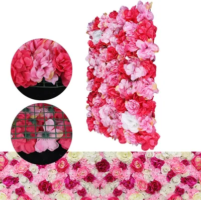 Obrázek produktu pro 12 kusů umělé květinové stěny Set 40 * 60 cm hedvábné květiny sloupec panel umělé květiny růže stěna pro trávník DIY svatba narozeniny ulice venkovní strana promoce rekvizity pozadí dekorace