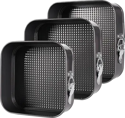 Zdjęcie produktu dla Springform Forma do Ciasta Zestaw 20/22/24 cm, Czarny Metaliczny, Wyjmowane Dno, Bezprzeciekowy, do Ciast i